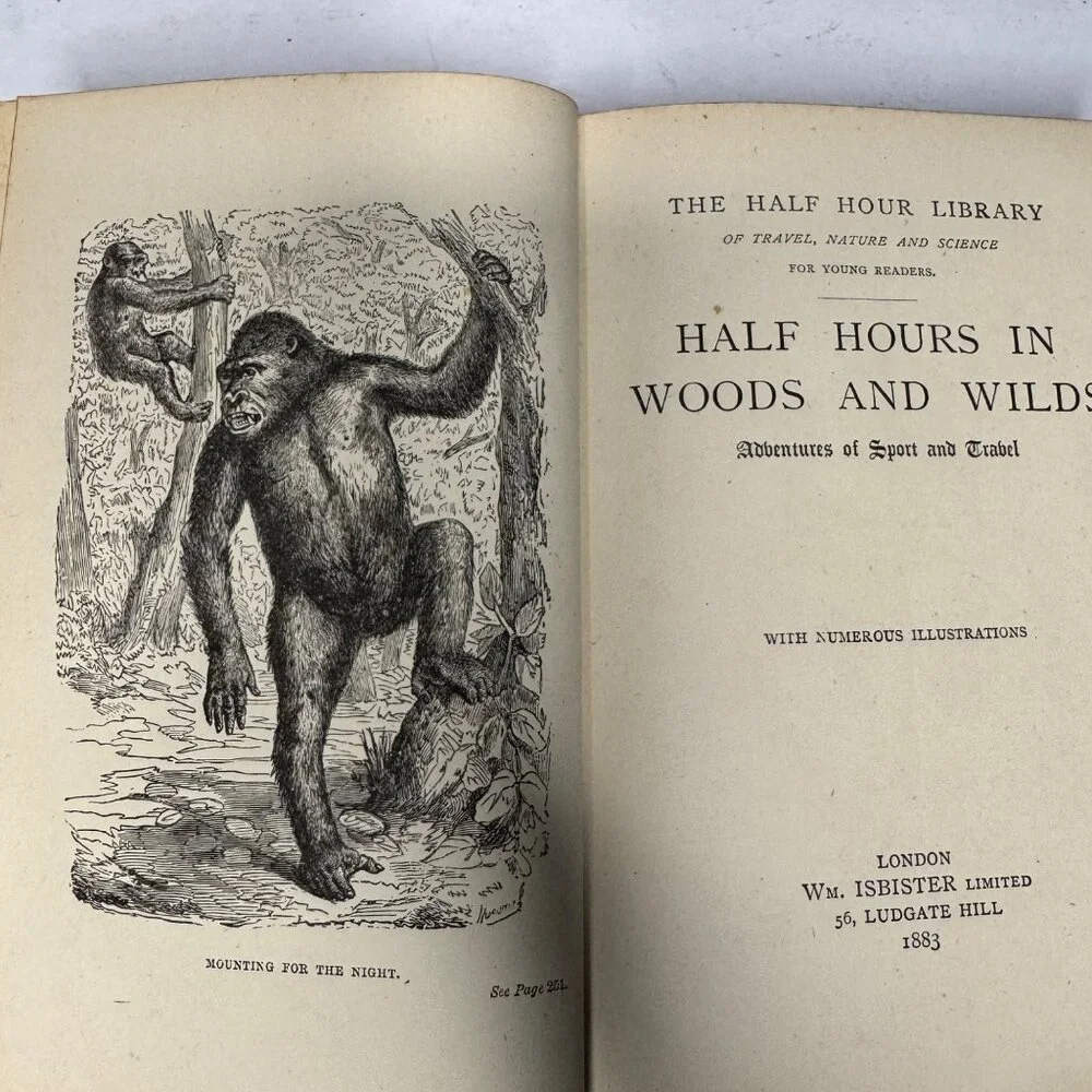 Half Hours in Woods and‎ Wilds 1883 HC Wm. Isbister Leather Spine Gift